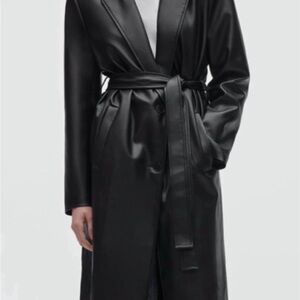 Black Women's faux leather trench Coat